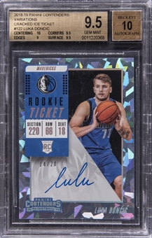 2018-19 Panini Contenders Variations "Cracked Ice Ticket" #122 Luka Doncic Signed Rookie Card (#14/20) – BGS GEM MINT 9.5/BGS 10